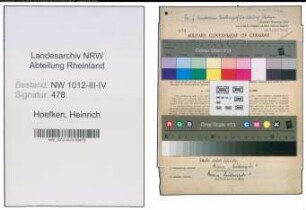 Entnazifizierung Heinrich Hoefken , geb. 12.02.1910 (Buchhalter)