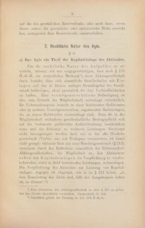 2. Rechtliche Natur des Agio