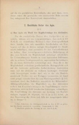 2. Rechtliche Natur des Agio