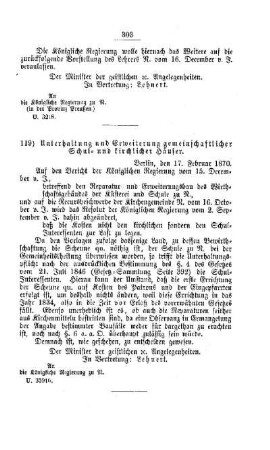 Unterhaltung und Erweiterung gemeinschaftlicher Schul- und kirchlicher Häuser : [IV. Elementarschulwesen]
