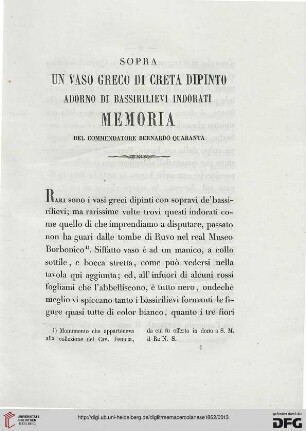 9: Sopra un vaso greco di Creta dipinto adorno di bassirilievi indorati : memoria