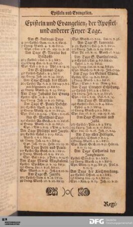 Episteln und Evangelien der Apostel- und anderer Feyer-Tage.