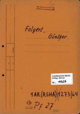 Personenheft Günther Folgert (*24.06.1897), Polizeiinspektor