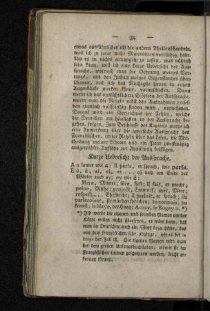 Kurze Uebersicht der Aussprache.