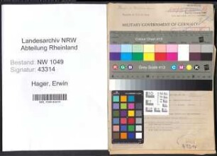 Entnazifizierung Erwin Hager , geb. 06.07.1912 (Kaufmaennischer Angestellter)