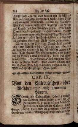 CAP. IX. Von den Calecutischen- oder Welschen- wie auch gemeinen Hünern