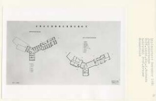 Jugendherberge (Diplomarbeit bei Willy Kreuer): Grundrisse Kellergeschoss und Obergeschoss 1:200