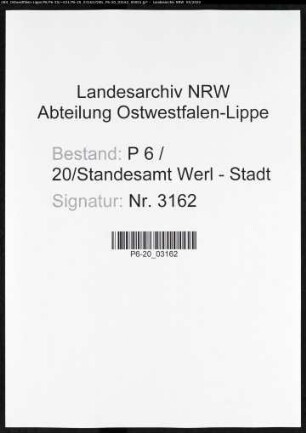 Sterberegister Standesamt Werl