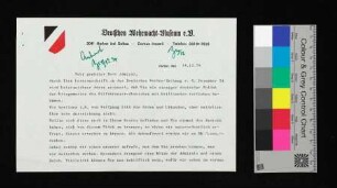 Bitte des Deutschen Wehrmacht-Museums e.V. an Admiral Rogge, evtl das Hilfskreuzer-Abzeichen mit Briilianten dem Museum gegen Bezahlung zu Überlassen.