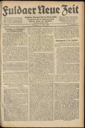 Ausgabe vom Montag, den 22. Mai 1922.