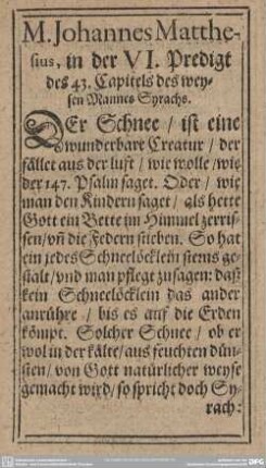 M. Johannes Matthesius...