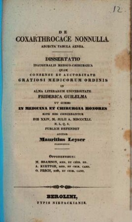 De coxarthrocace nonnulla : adiecta tabula aenea
