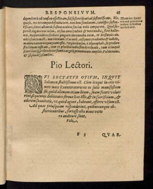 Pio Lectori.