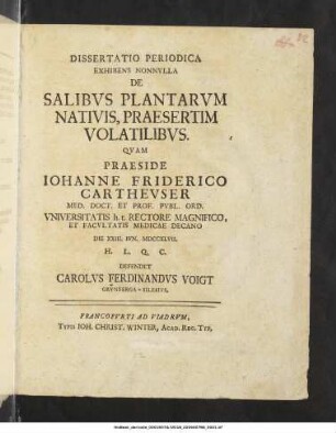 Dissertatio Periodica Exhibens Nonnvlla De Salibvs Plantarvm Nativis, Praesertim Volatilibvs
