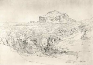 Blick über Cefalù : Hermann, Alexander : Blick über Cefalù (Sizilien); Zeichnung, 1840