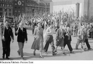 Demonstranten mit Fahnen