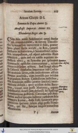 Saeculum Sextum.
