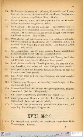 XVIII. Möbel (Nr. 674 - 719)