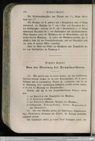 Sechstes Kapitel. Von der Wartung der Dampfmaschinen