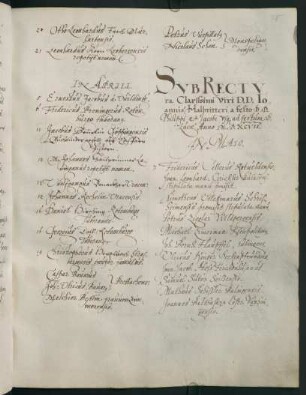 Sommerhalbjahr 1597. Rektorat Johann(es) Halbritter