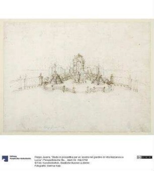 "Studio in prospettiva per un 'esedra nel giardino di Villa Mazzarosa a Lucca" / Perspektivische Studie für eine Nische (Exedra) im Garten der Villa Mazzarosa in Lucca