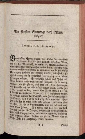 Am fünften Sonntage nach Ostern, Rogate