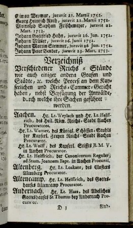 Verzeichniß Verschiedener Reichs-Stände[...]