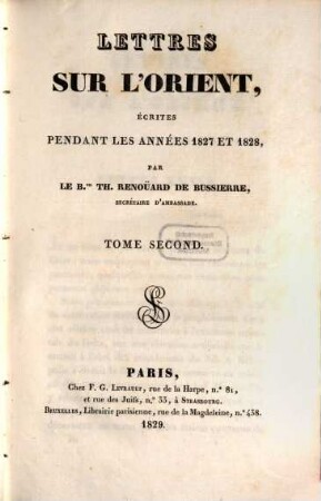 Lettres sur l'Orient : écrites pendant les années 1827 et 1828, 2