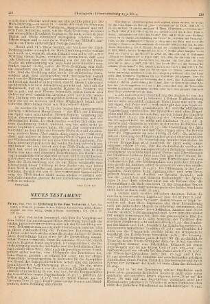 215-217 [Rezension] Feine, Paul, Einleitung in das Neue Testament