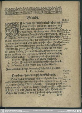 Lebenslauf : Bericht