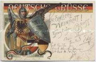 Patriotische Postkarte mit Sankt Michael