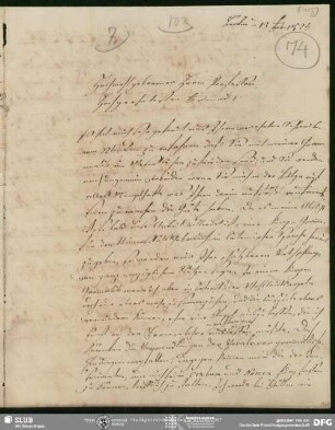 Eigenh. Brief von Franz Bopp an August Wilhelm von Schlegel, Berlin, 13.02.1825