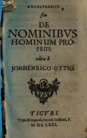 Onomatologia seu de nominibus hominum propriis