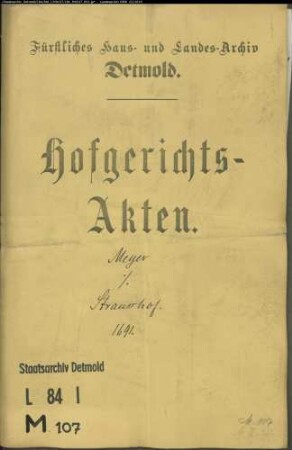 Meyer, Simon in Lassbruch gegen Kord Friedrich Straußhof, Vogt in Lassbruch - Schuldforderung