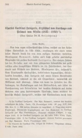 248-266 Charles Cardinal Lavigerie, Erzbischof von Karthago und Primas von Afrika (1825-1892) : I.