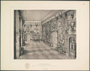 Hauptsäle des königl. Jagdschlosses Moritzburg. Gezeichnet von Paul Schulze. Dresden, 1897. Album mit Drucken nach Zeichnungen, Blatt VIII, Monströsensaal, 36,3 x 28,0 cm (Blattformat). Dresden: SLUB Hist.Sax.H.70.m