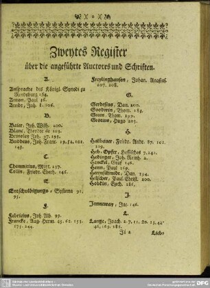 Zweytes Register über die angeführten Auctores und Schriften