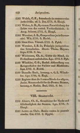 112-139, VIII. Staatsrecht - X. Arzneiwissenschaft