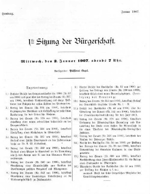 1ste Sitzung der Bürgerschaft.