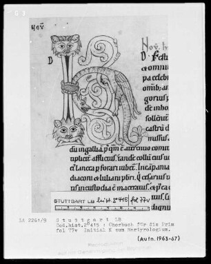 Chorbuch für die Prim — Initiale K zum Martyriolog, Folio 77verso