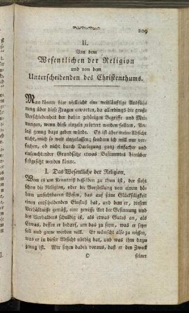 II. Von dem Wesentlichen der Religion und von dem Unterscheidenden des Christenthums.