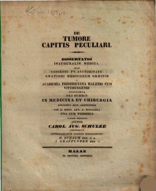 De tumore capitis peculiari