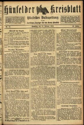 Ausgabe vom Samstag, den 17. Februar 1923.