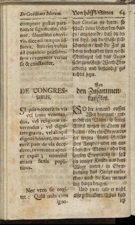 De congressibus. = Von den Zusammenkünfften.