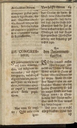 De congressibus. = Von den Zusammenkünfften.