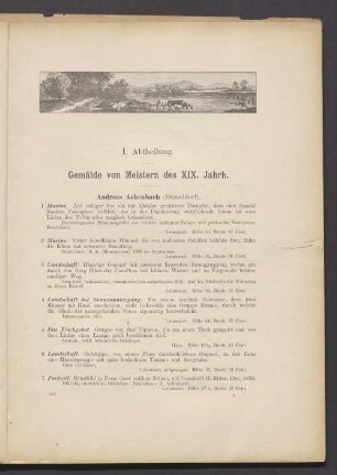 I. Abtheilung. Gemälde von Meistern des XIX. Jahrh