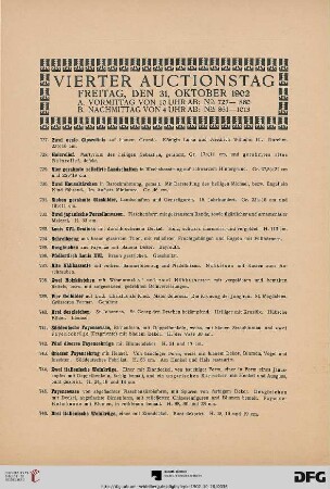 Vierter Auctionstag, Freitag, den 31. Oktober 1902 (Nr. 727-1013)