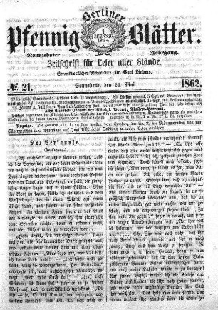 No. 21, Sonnabend, den 24. Mai