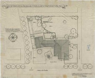 Bestelmeyer, German; München - Nymphenburg; Ev. Stephanuskirche - Garten u. Platzgestaltung (Lageplan)