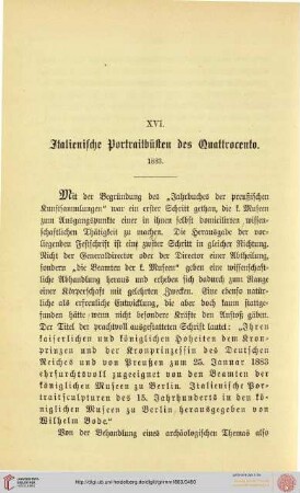 XVI. Italienische Portraitbüsten des Quattrocento